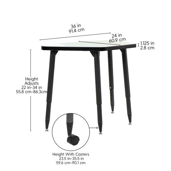 FDP Adapte 24" x 36" Petal Dry - Erase Activity Table with Adjustable Tapered Legs (15645 - XXXX) - SchoolOutlet