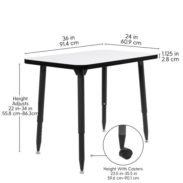 FDP Adapte 24" x 36" Rectangle Dry - Erase Activity Table with Adjustable Tapered Legs (15646 - XXXX) - SchoolOutlet