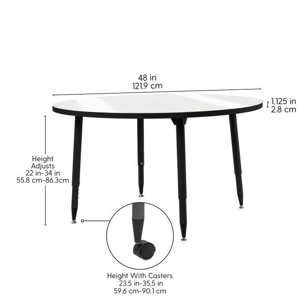 FDP Adapte 48" Round Dry - Erase Activity Table with Adjustable Tapered Legs (15651 - XXXX) - SchoolOutlet