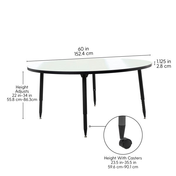 FDP Adapte 60" Round Dry - Erase Activity Table with Adjustable Tapered Legs (15652 - XXXX) - SchoolOutlet