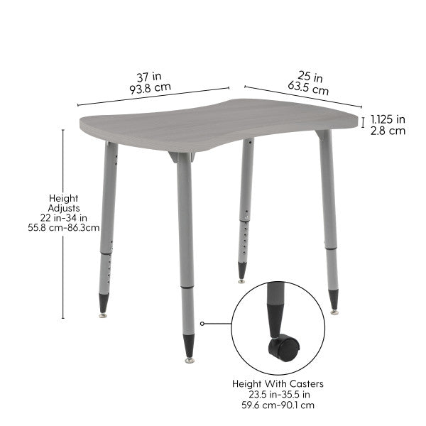 FDP Adapte 25" x 37" Bowtie Woodgrain Activity Table with Adjustable Tapered Legs 22" - 34" (FDP - 15654 - XXX) - SchoolOutlet