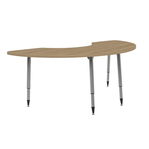 FDP Adapte 36" x 72" Half Moon Woodgrain Activity Table with Adjustable Tapered Legs 22" - 34" (FDP - 15655 - XXX) - SchoolOutlet