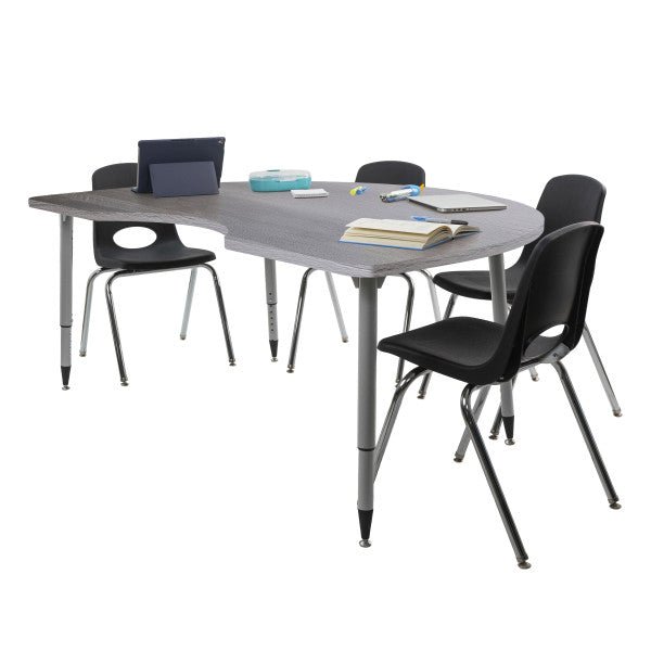 FDP Adapte 48" x 72" Kidney Woodgrain Activity Table with Adjustable Tapered Legs 22" - 34" (FDP - 15656 - XXX) - SchoolOutlet