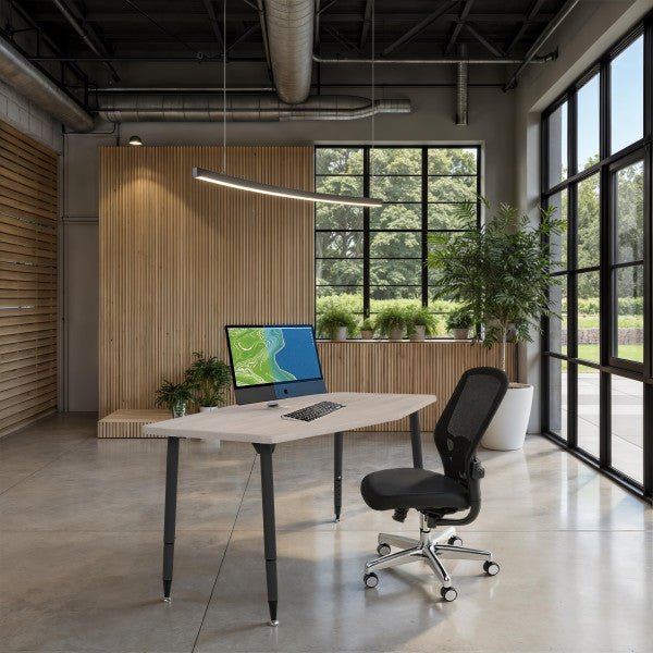 FDP Adapte 34" x 60" Long Hexagon Woodgrain Activity Table with Adjustable Tapered Legs 22" - 34" (FDP - 15657 - XXX) - SchoolOutlet