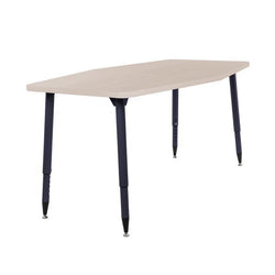 FDP Adapte 34" x 60" Long Hexagon Woodgrain Activity Table with Adjustable Tapered Legs 22"-34" (FDP-15657-XXX)