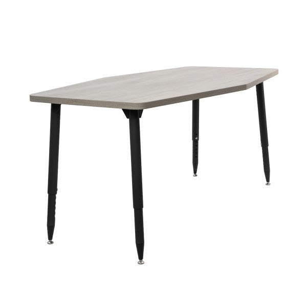 FDP Adapte 34" x 60" Long Hexagon Woodgrain Activity Table with Adjustable Tapered Legs 22" - 34" (FDP - 15657 - XXX) - SchoolOutlet