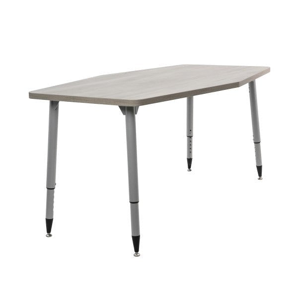 FDP Adapte 34" x 60" Long Hexagon Woodgrain Activity Table with Adjustable Tapered Legs 22" - 34" (FDP - 15657 - XXX) - SchoolOutlet