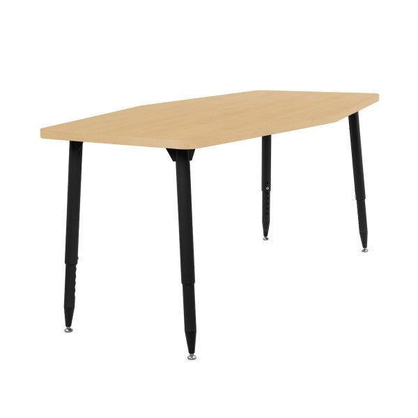 FDP Adapte 34" x 60" Long Hexagon Woodgrain Activity Table with Adjustable Tapered Legs 22" - 34" (FDP - 15657 - XXX) - SchoolOutlet