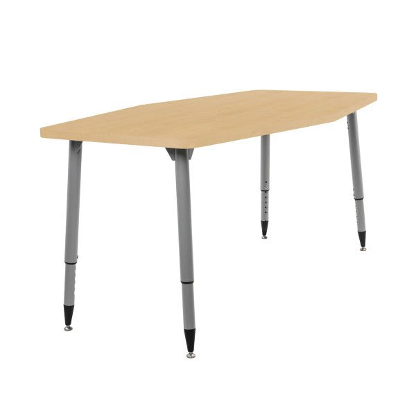 FDP Adapte 34" x 60" Long Hexagon Woodgrain Activity Table with Adjustable Tapered Legs 22" - 34" (FDP - 15657 - XXX) - SchoolOutlet