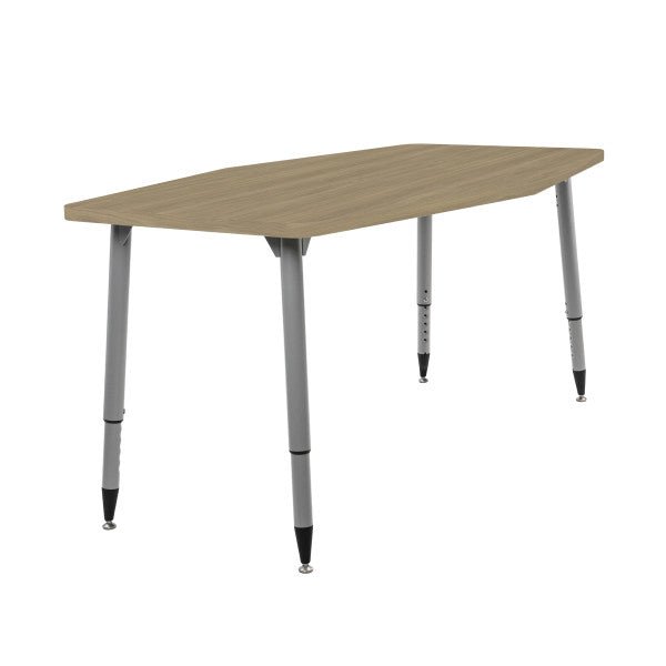 FDP Adapte 34" x 60" Long Hexagon Woodgrain Activity Table with Adjustable Tapered Legs 22" - 34" (FDP - 15657 - XXX) - SchoolOutlet