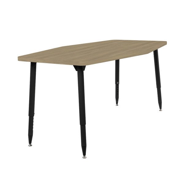 FDP Adapte 34" x 60" Long Hexagon Woodgrain Activity Table with Adjustable Tapered Legs 22" - 34" (FDP - 15657 - XXX) - SchoolOutlet