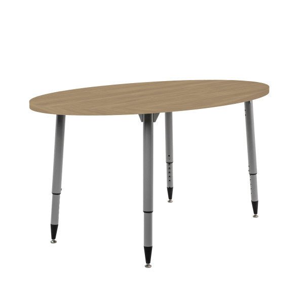FDP Adapte 30" x 60" Oval Woodgrain Activity Table with Adjustable Tapered Legs 22" - 34" (FDP - 15658 - XXX) - SchoolOutlet