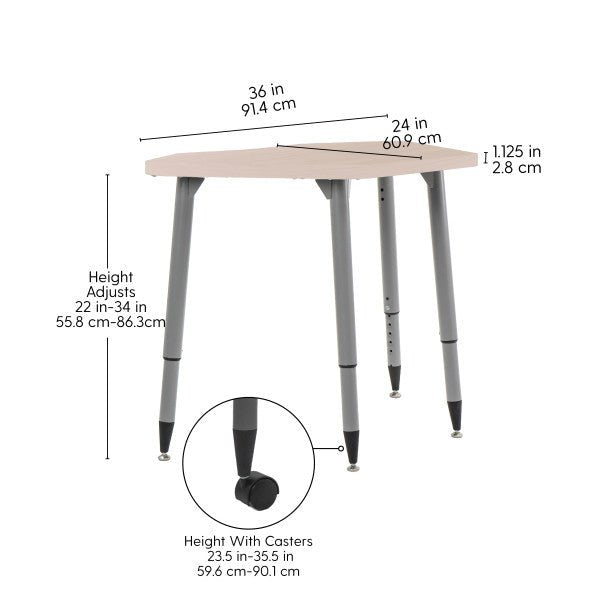 FDP Adapte 24" x 36" Petal Woodgrain Activity Table with Adjustable Tapered Legs 22" - 34" (FDP - 15659 - XXX) - SchoolOutlet