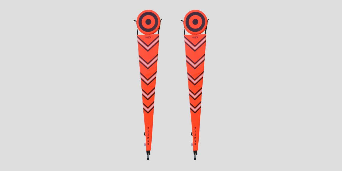 Fisher Athletic Pro Football Chain Set 8' Padded Galvanized Steel Poles Set of 2 - Orange (FIS - 3005OR) - SchoolOutlet