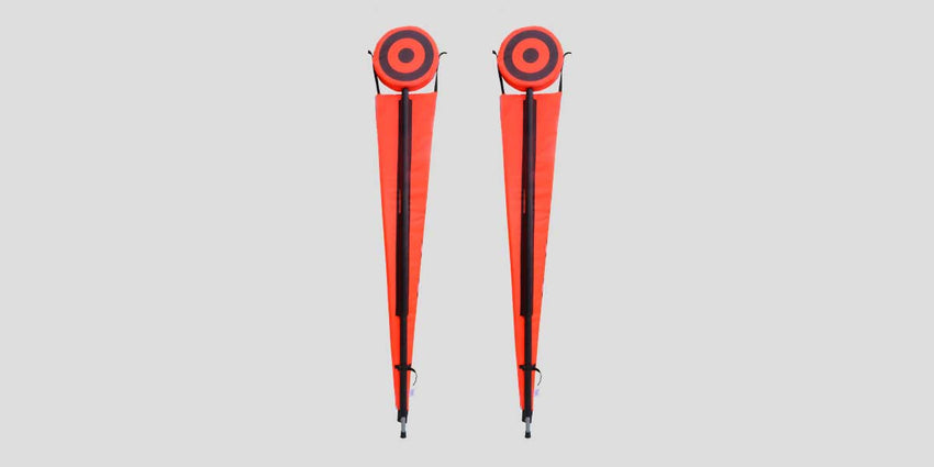 Fisher Athletic Pro Football Chain Set 8' Padded Galvanized Steel Poles Set of 2 - Orange (FIS - 3005OR) - SchoolOutlet