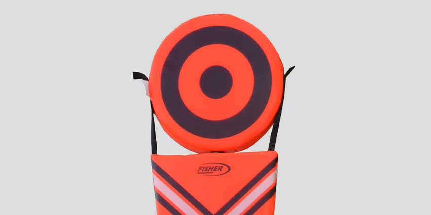Fisher Athletic Pro Football Chain Set 8' Padded Galvanized Steel Poles Set of 2 - Orange (FIS - 3005OR) - SchoolOutlet