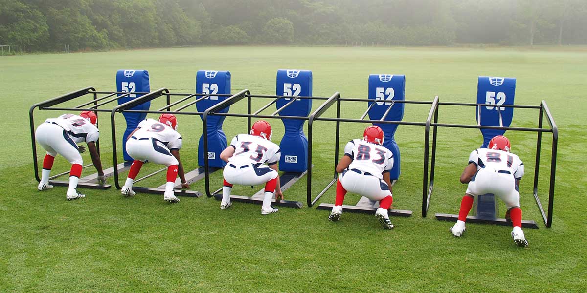 Fisher Football Training One Man Chute Heavy Duty Expandable Design Double Head Guard 4' W x 4' H x 5' D (FIS - 9631) - SchoolOutlet