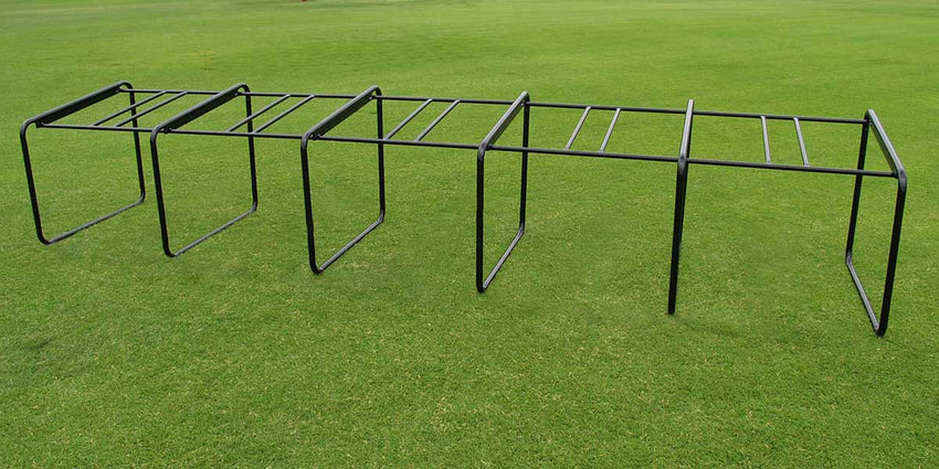 Fisher Football Training Three Man Chute Heavy Duty Expandable Design Double Head Guard 12' W x 4' H x 5' D (FIS - 9633) - SchoolOutlet