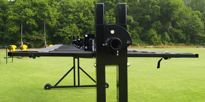 Fisher Football Training Trap Chute Adjustable Height Powder Coated Frame 4'W x 25'L (FIS - 96525) - SchoolOutlet