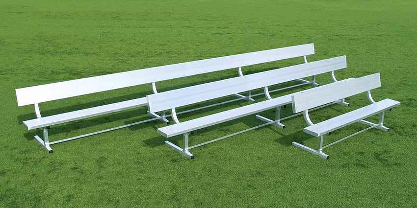 Fisher Aluminum Team Bench with Backrest 7.5' ft Non - Skid Planks (FIS - AB75B) - SchoolOutlet