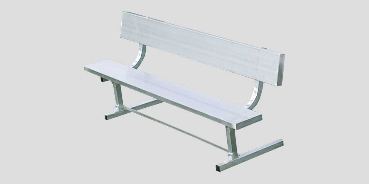 Fisher Aluminum Team Bench with Backrest 7.5' ft Non - Skid Planks (FIS - AB75B) - SchoolOutlet