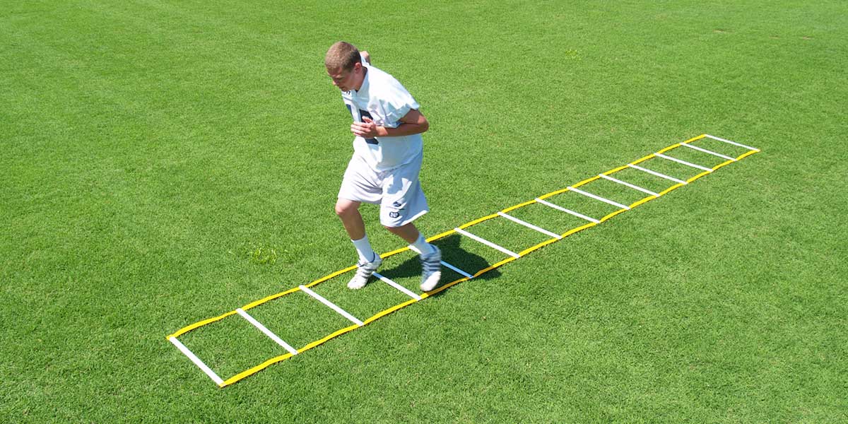 Fisher Football Agility Ladder 48" W x 15' L Double Ladder Portable Training System (FIS - AGL4815) - SchoolOutlet