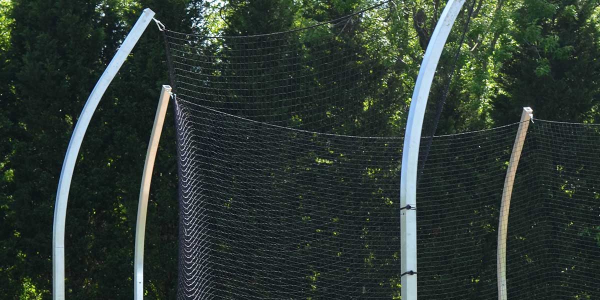 Fisher Aluminum Discus Cage with Ground Sleeves 504 Barrier Net 13'6" Poles (FIS - DC1300) - SchoolOutlet