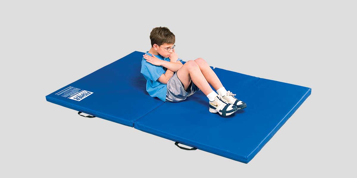 Fisher Half Fold Rebond Foam Mat 4 ft W x 7 ft L x 2 in T Exercise Training Mat (FIS - HF3240730) - SchoolOutlet