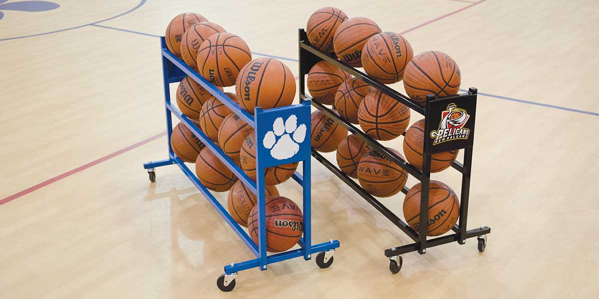 Fisher Custom Ball Rack Holds 15 Basketballs 51.75 in L x 20.5 in W x 29 in H (FIS - KBBR15) - SchoolOutlet
