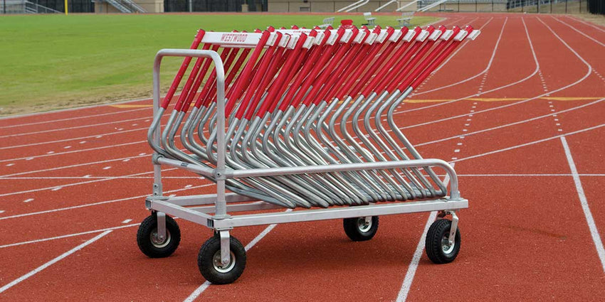 Fisher Hurdle Cart Holds 16 Hurdles Aluminum Frame with Pneumatic Wheels (FIS - MHC) - SchoolOutlet