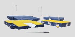 Fisher Combination Pole Vault and High Jump Pit Package with Standards and Covers, Crossbars (FIS-PVHJ2624C)
