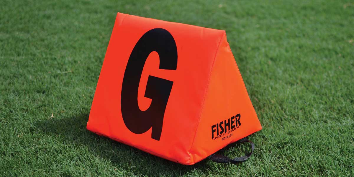 Fisher Solid Sideline Marker Set of 11 12 in Numerals Black on Orange Large Base (FIS - SLMTOR115) - SchoolOutlet