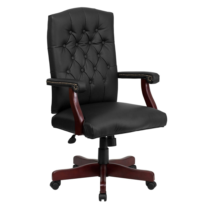 Martha Washington LeatherSoft Executive Swivel Office Chair with Arms by Flash Furniture - SchoolOutlet