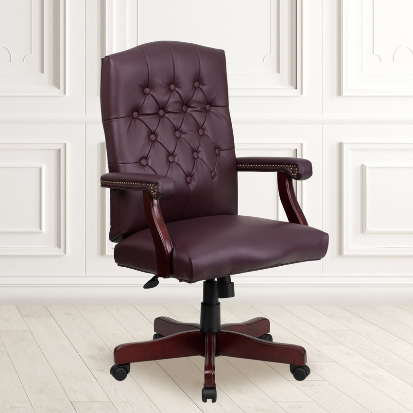 Martha Washington LeatherSoft Executive Swivel Office Chair with Arms by Flash Furniture - SchoolOutlet