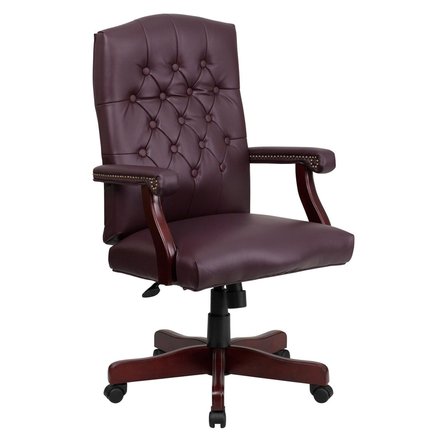 Martha Washington LeatherSoft Executive Swivel Office Chair with Arms by Flash Furniture - SchoolOutlet