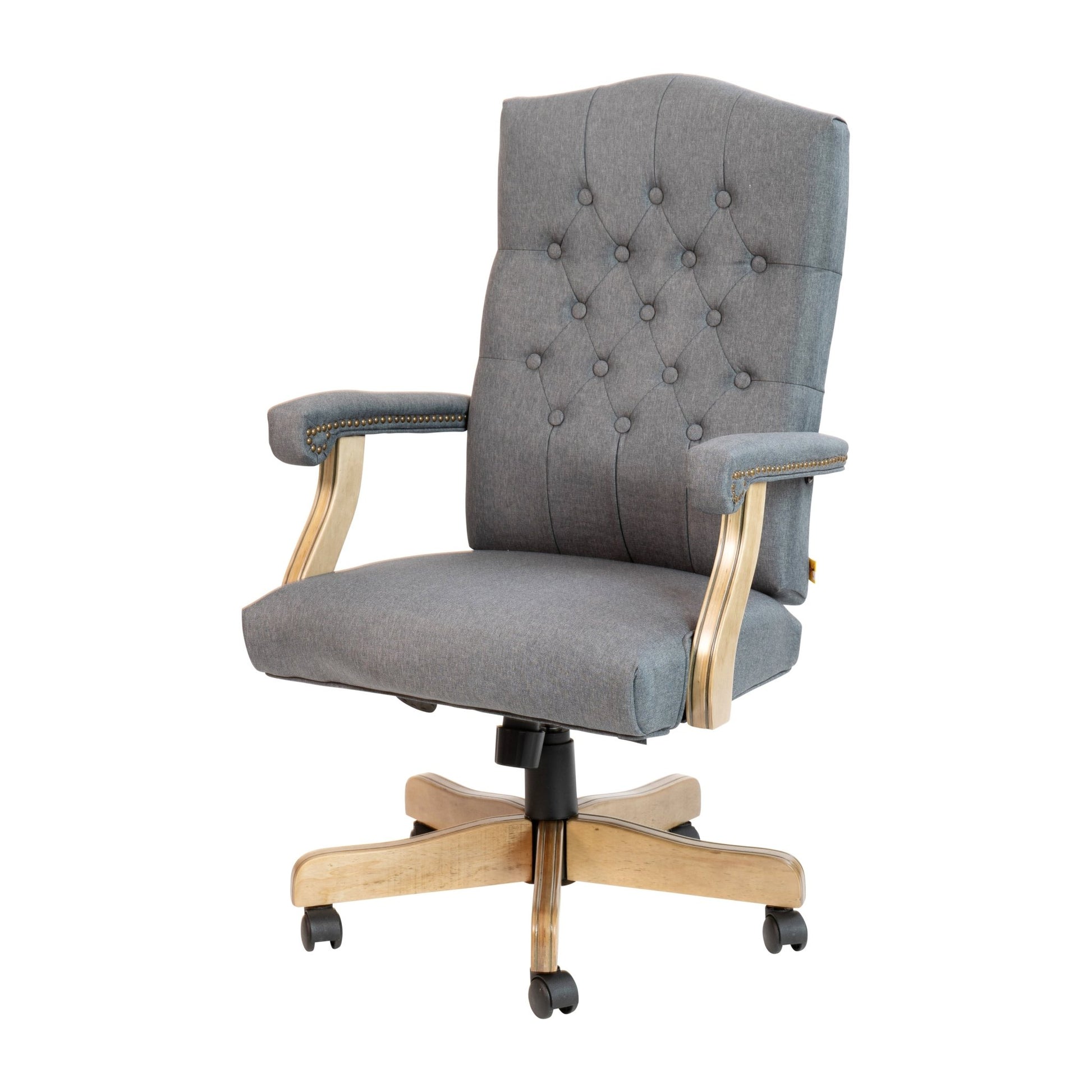 Derrick Microfiber Classic Executive Swivel Office Chair with Driftwood Arms and Base by Flash Furniture - SchoolOutlet