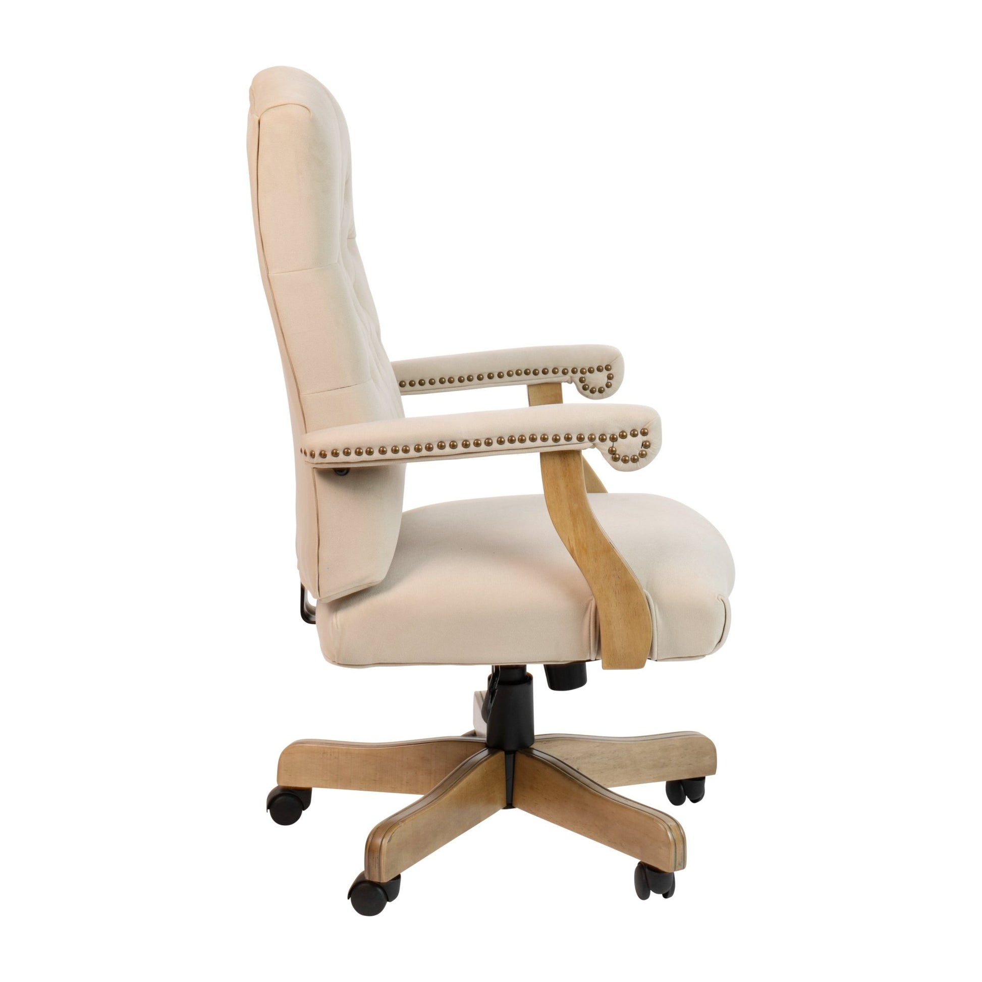Derrick Microfiber Classic Executive Swivel Office Chair with Driftwood Arms and Base by Flash Furniture - SchoolOutlet