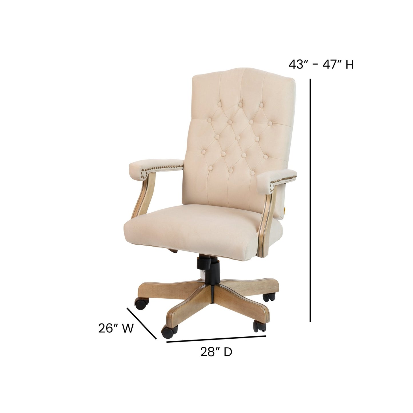 Derrick Microfiber Classic Executive Swivel Office Chair with Driftwood Arms and Base by Flash Furniture - SchoolOutlet