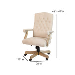 Derrick Microfiber Classic Executive Swivel Office Chair with Driftwood Arms and Base by Flash Furniture - SchoolOutlet