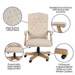 Derrick Microfiber Classic Executive Swivel Office Chair with Driftwood Arms and Base by Flash Furniture - SchoolOutlet