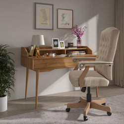 Derrick Microfiber Classic Executive Swivel Office Chair with Driftwood Arms and Base by Flash Furniture