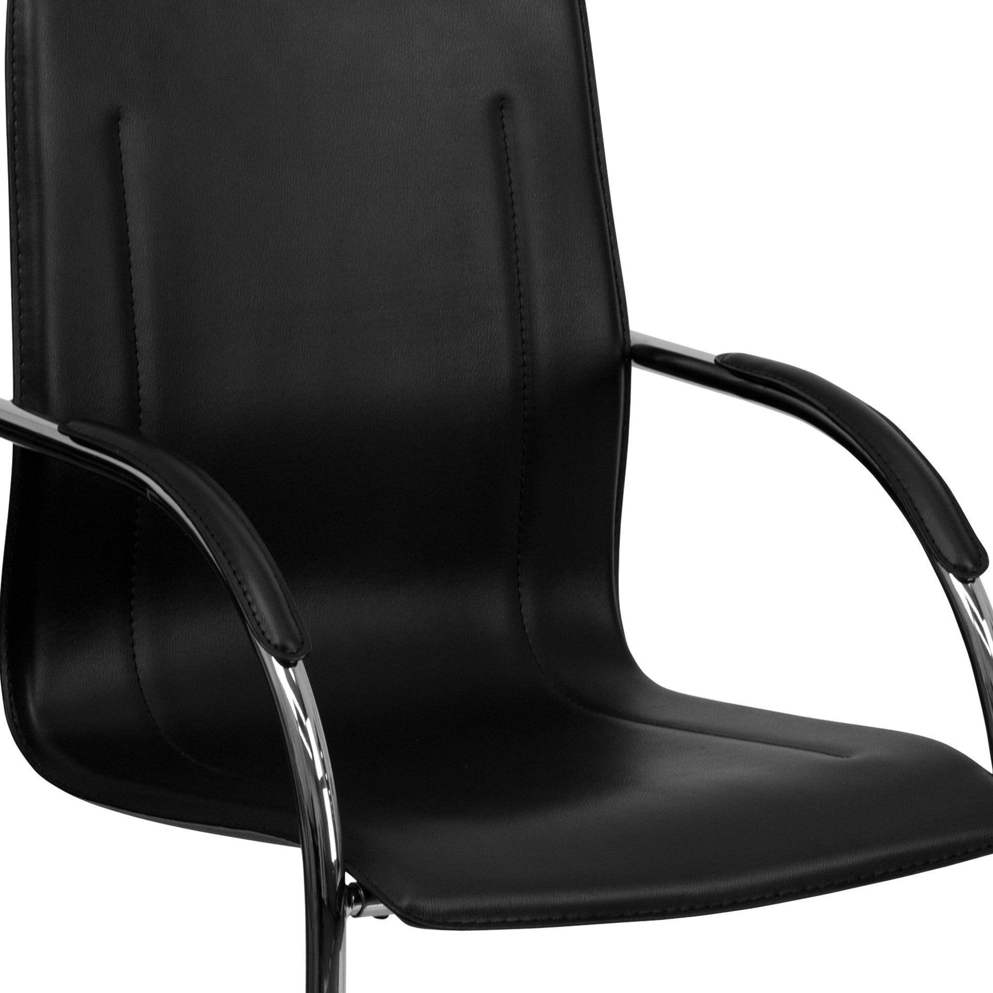 Valrico Reception Chair with Black Vinyl Side and Chrome Sled Base by Flash Furniture - SchoolOutlet