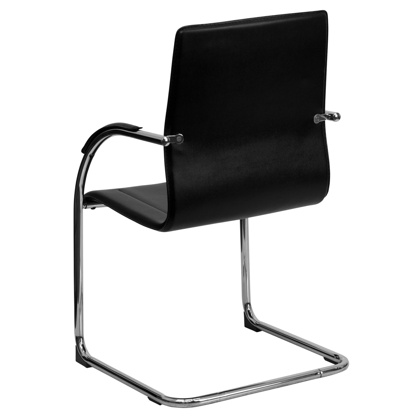 Valrico Reception Chair with Black Vinyl Side and Chrome Sled Base by Flash Furniture - SchoolOutlet