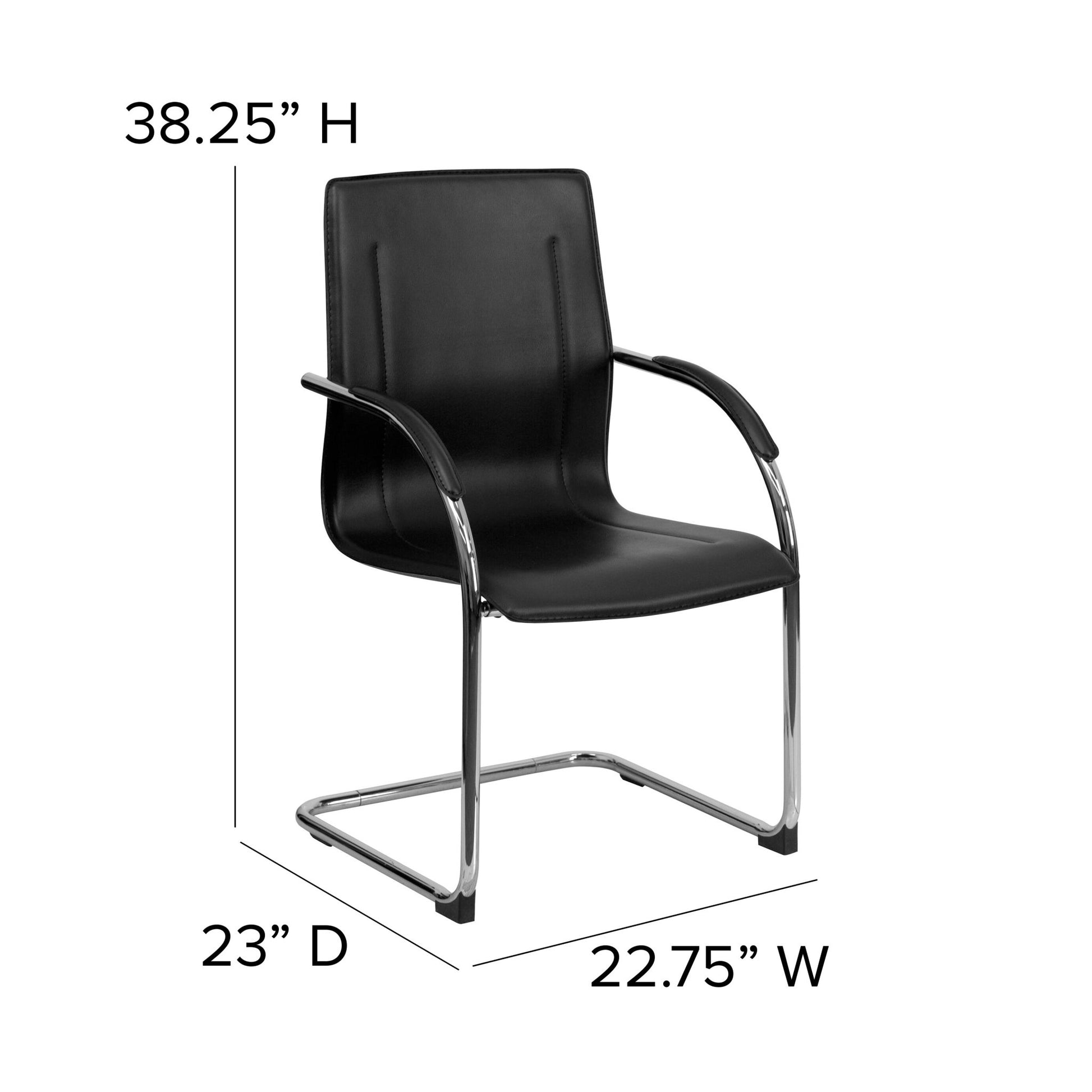 Valrico Reception Chair with Black Vinyl Side and Chrome Sled Base by Flash Furniture - SchoolOutlet