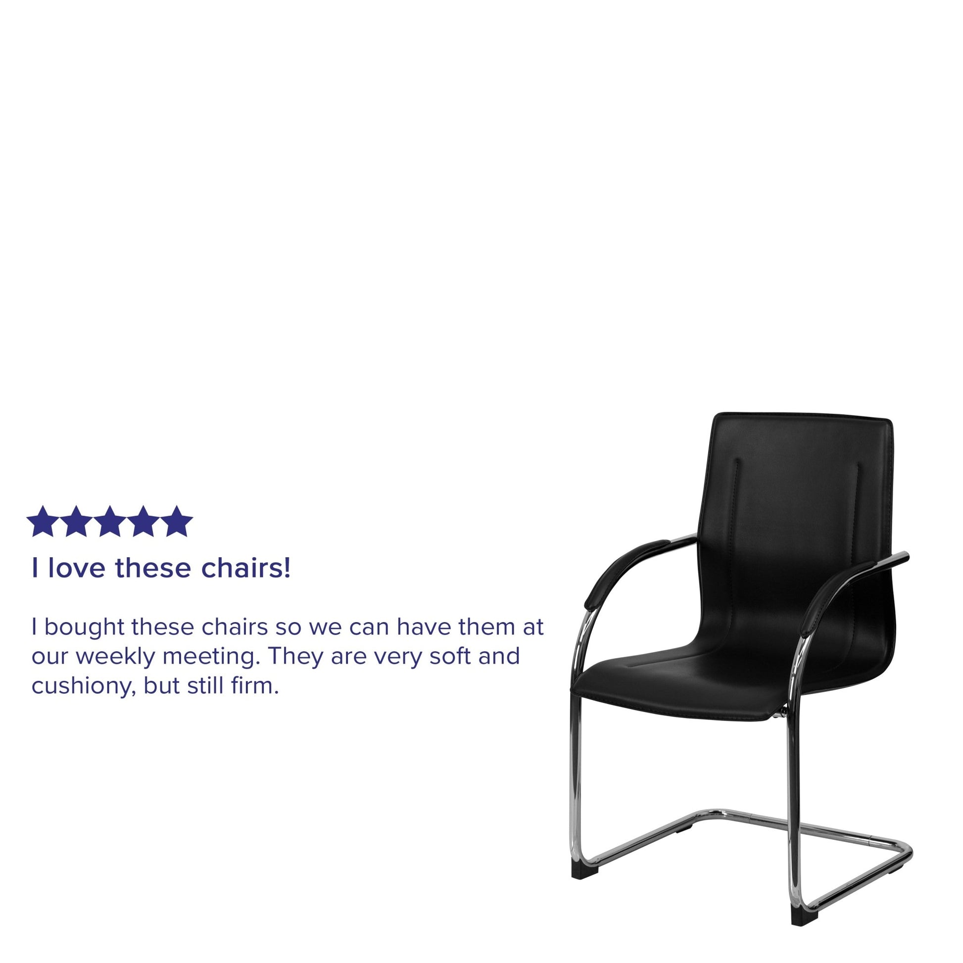 Valrico Reception Chair with Black Vinyl Side and Chrome Sled Base by Flash Furniture - SchoolOutlet