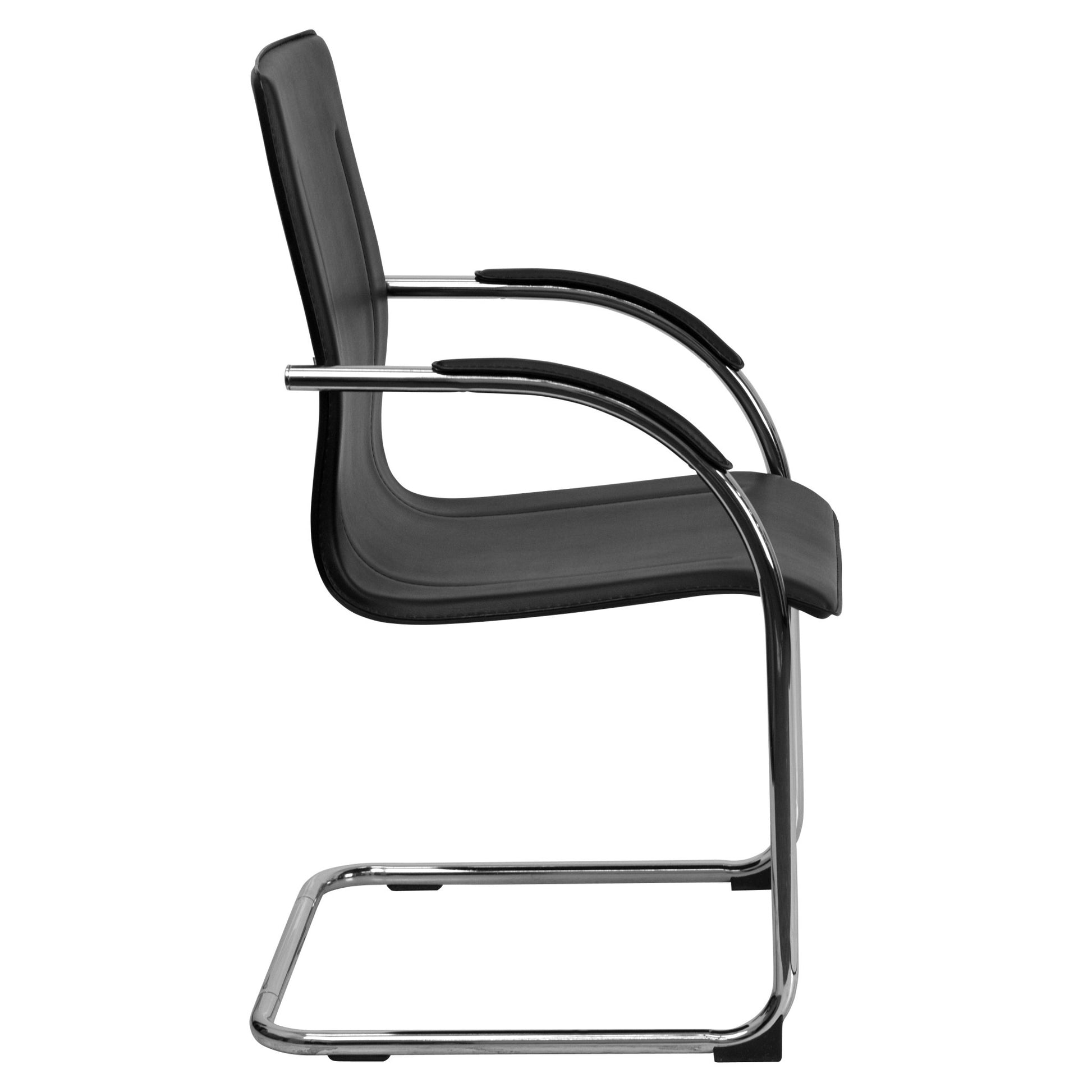 Valrico Reception Chair with Black Vinyl Side and Chrome Sled Base by Flash Furniture - SchoolOutlet