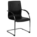 Valrico Reception Chair with Black Vinyl Side and Chrome Sled Base by Flash Furniture - SchoolOutlet