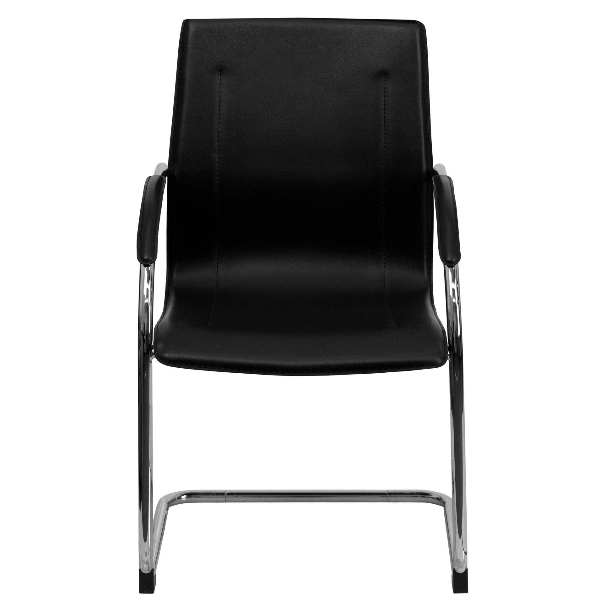 Valrico Reception Chair with Black Vinyl Side and Chrome Sled Base by Flash Furniture - SchoolOutlet