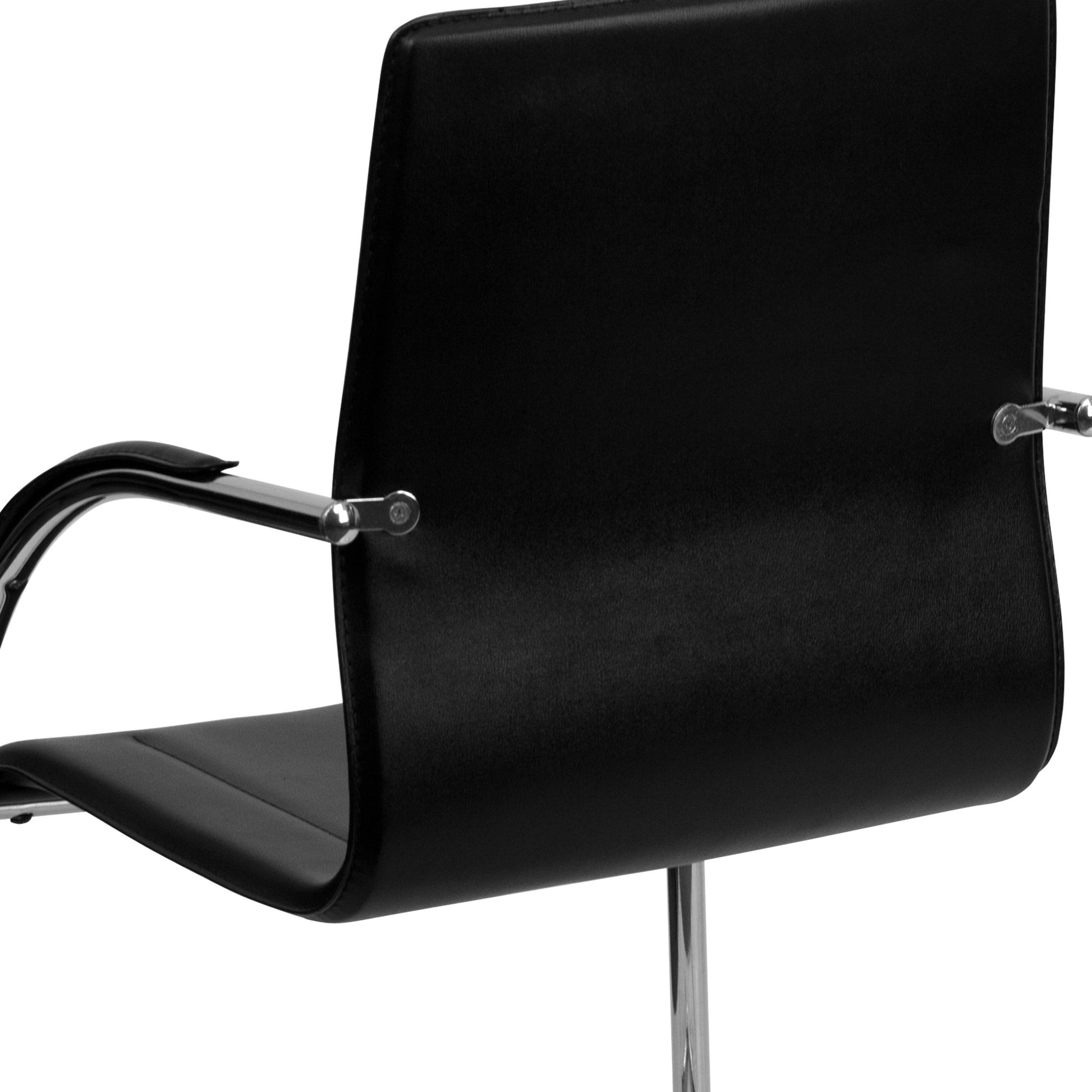 Valrico Reception Chair with Black Vinyl Side and Chrome Sled Base by Flash Furniture - SchoolOutlet
