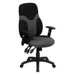 Abbott Swivel Task Office Chair with Adjustable Arms, High Black Back Ergonomic and Gray Mesh by Flash Furniture - SchoolOutlet